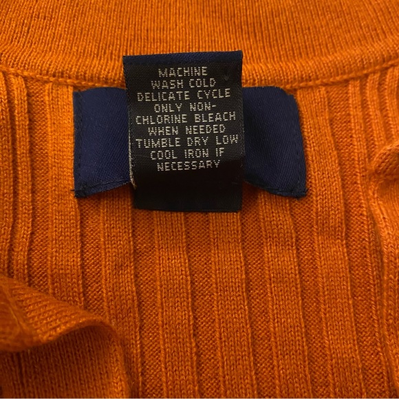 Vintage 90s SO gsjc Orange v neck collared lightweight sweater top juniors XL - Picture 5 of 9